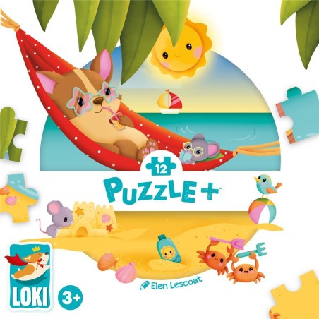 Puzzle + - Loki à la Plage - Loki - Jeux enfants - Iello