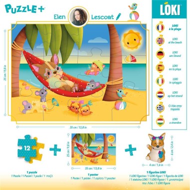 Puzzle + - Loki à la Plage - Loki - Jeux enfants - Iello