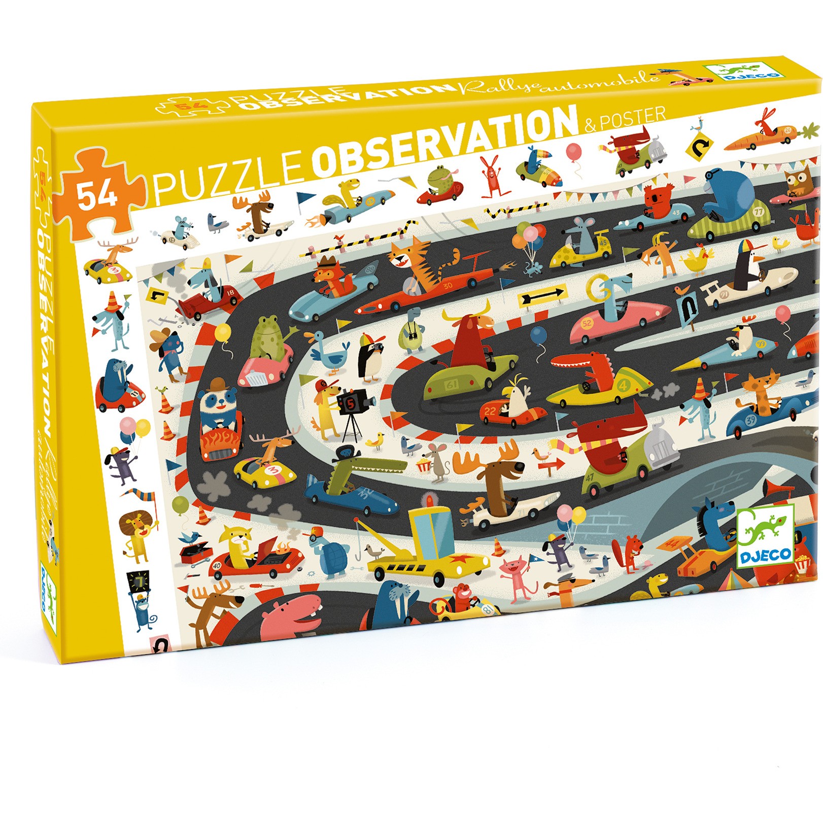 Puzzle observation Rallye automobile 54 pcs Fsc Mix Djeco