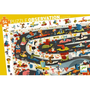 Puzzle Observation : Rallye Automobile – 54 Pièces - Jeux enfants - Djeco