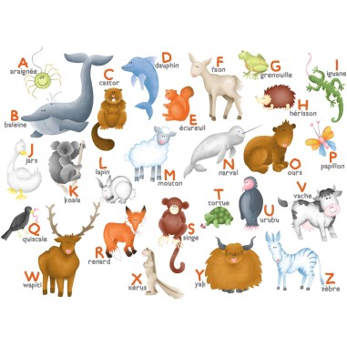 Puzzle en bois L'Alphabet des Animaux - 12 Pièces Boite Kraft - Puzzle Michèle Wilson