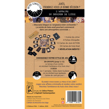 Intime Conviction n°3: L'Affaire du Bouchon de Liège - Jeux de société - Fika - Fika Editions