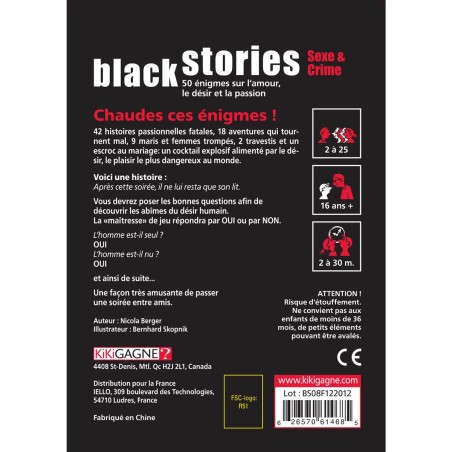 Black Stories - Sexe & Crime - Jeu de société - Kikigagne - Kikigagne ?
