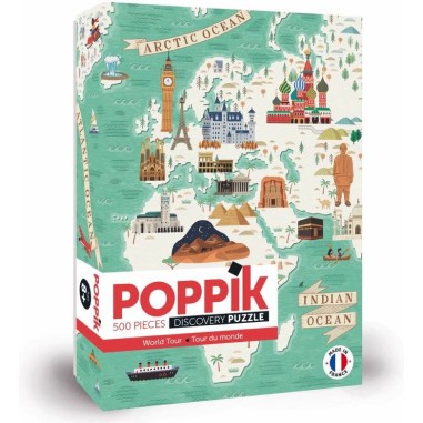 Puzzle - Tour du monde 500 pièces - Jeux classiques - Poppik