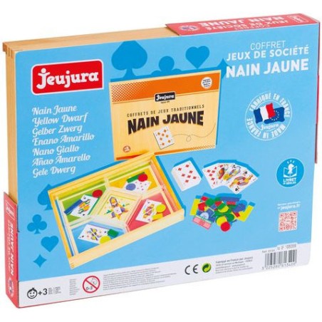 Coffret de jeux traditionnels en bois : le nain jaune - Jeujura
