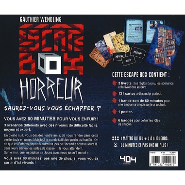 Escape Box Horreur - un jeu 404 Editions - 404 Éditions