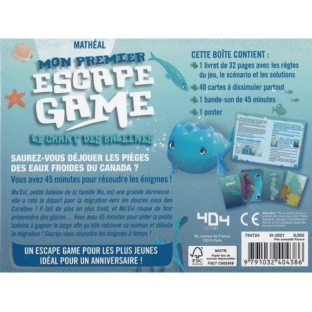 Mon premier Escape Game: Le Chant des Baleines - 404 Editions - Jeux de société - 404 On Board