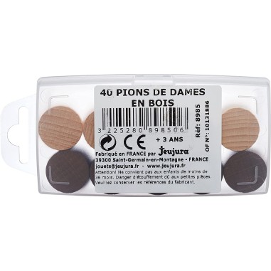 Boite de 40 pions du jeu de dames - Accessoires de jeux - Jeujura