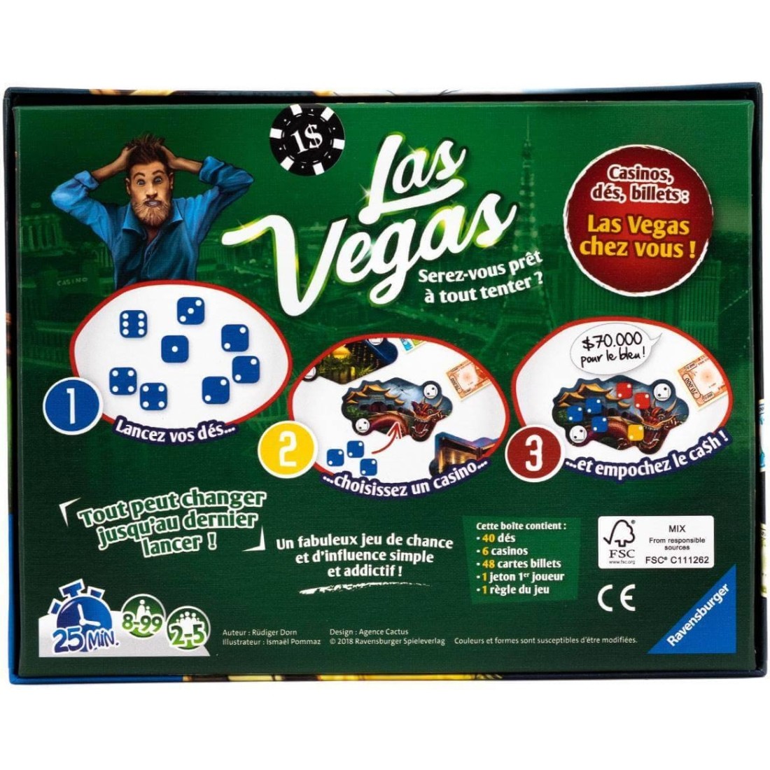 Avis et test du jeu de société Las Vegas , un jeu de dés rapide et facile