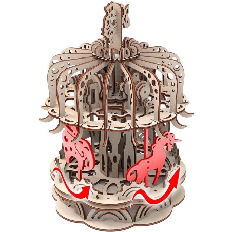 Maquette Carrousel mobile 3D en bois - Puzzle - Mr. Playwood