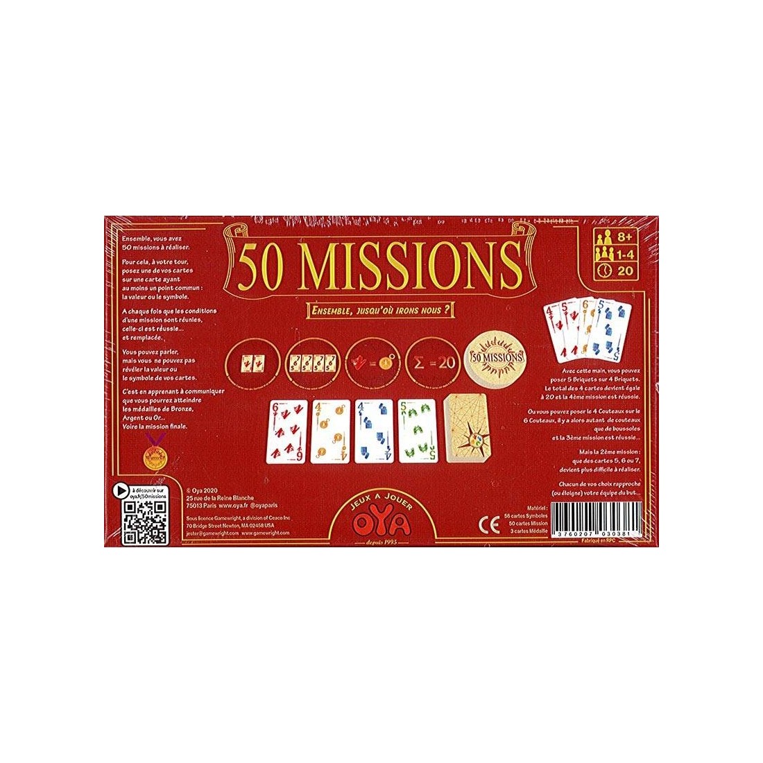 OYA - Jeu de Cartes 50 Missions - 4 piles de cartes au c