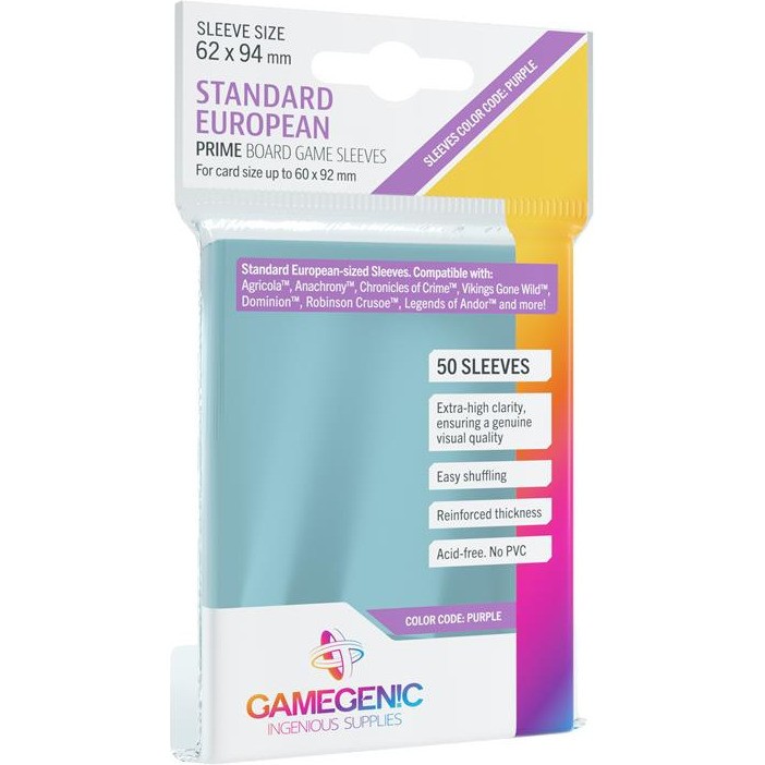 62x94mm Lot de 50 protègecartes Prime Standard Euro Gamegenic
