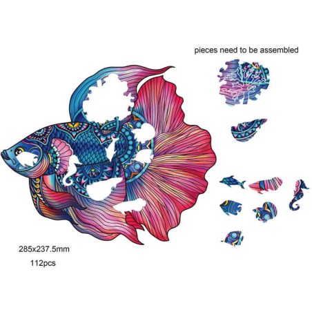 Rainbow Puzzle en bois - Poisson - 112 pièces - Jeux classiques - Gigamic