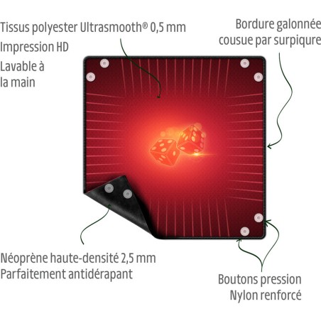 Piste de Dés Néoprene : Rouge - Accessoires Jeux de société - Wogamat