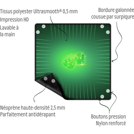 Piste de Dés Néoprene : Vert - Accessoires Jeux de société - Wogamat