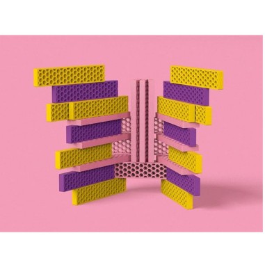 Mini box rose jaune violet 40 briques - Bioblo