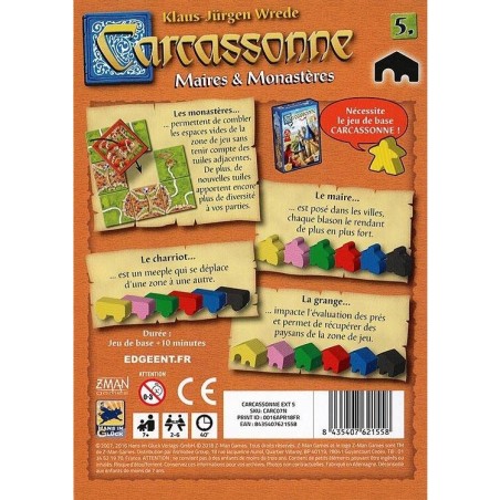 Carcassonne : Maire et Monastères - Extension - Jeux de société - Z-man Games