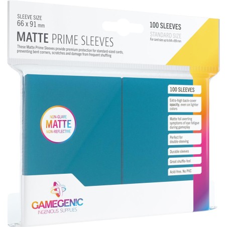 Protège cartes 100 Sleeves Matte Prime Blue - Un jeu - Gamegenic