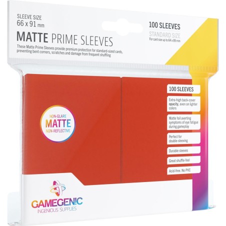 Protège cartes 100 Sleeves Matte Prime Red - Un jeu - Gamegenic