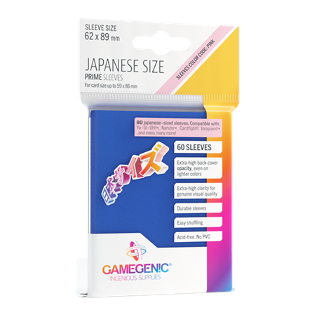 Protège cartes Prime Japan. Siz. Sleeves Blue 62x89 - Gamegenic