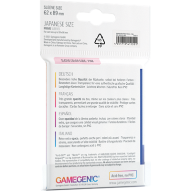 Protège cartes Prime Japan. Siz. Sleeves Blue 62x89 - Gamegenic