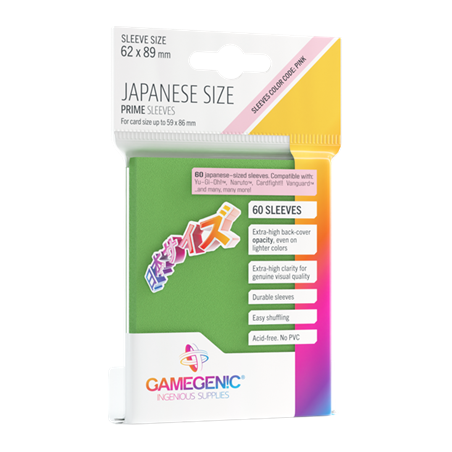 Protège cartes Prime Japan. Siz. Sleeves Green 62x89 - Gamegenic