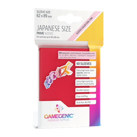 Protège cartes Prime Japan. Siz. Sleeves Red 62x89 - Gamegenic