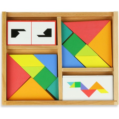 Jeu de Trangam en bois, 4 niveaux, Jeu de société en bois - Vilac