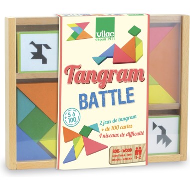 Jeu de Trangam en bois, 4 niveaux, Jeu de société en bois - Vilac
