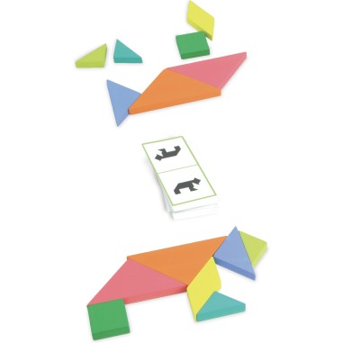 Jeu de Trangam en bois, 4 niveaux, Jeu de société en bois - Vilac