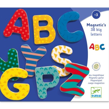 38 lettres en bois - tableau et magnets - Djeco