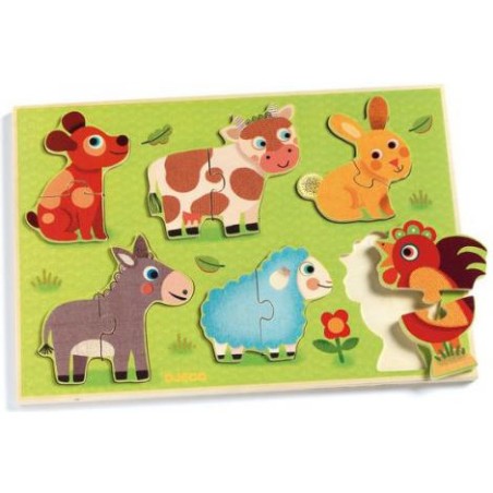 Puzzle coucou prairie - jouet d'éveil à encastrer - Djeco