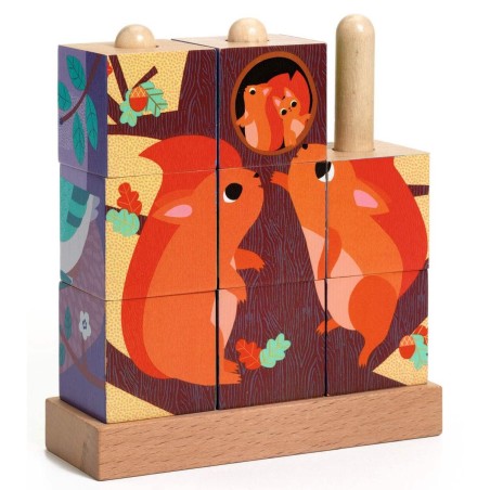 Puzzle en bois Puzz up Forest - Cubes en bois - Djeco