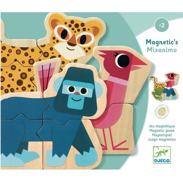Jeu magnétique Mixanimo Tableau et magnets en bois Djeco