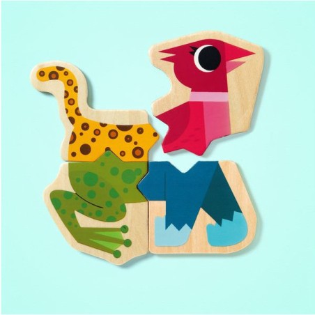 Jeu magnétique Mixanimo - Tableau et magnets en bois - Djeco
