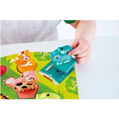 Puzzle sonore en bois pour bébé les animaux de la ferme - Hape Toys