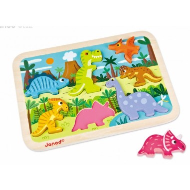 Chunky Puzzle Dinosaures 7 pièces : Puzzles en bois premier âge - Janod