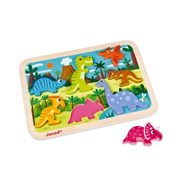 Chunky Puzzle Dinosaures 7 pièces : Puzzles en bois premier âge - Janod