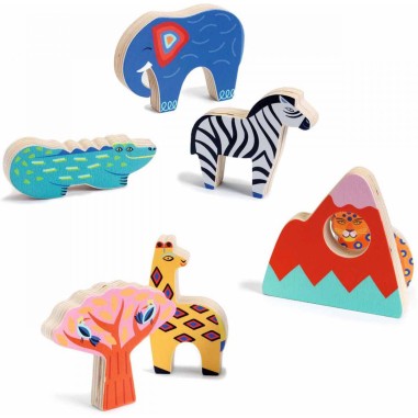 Puzzle bois Savana Story - Puzzle à encastrer - Djeco