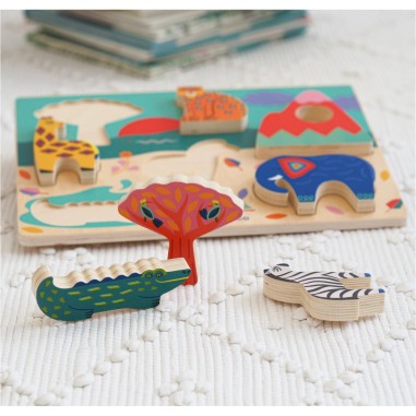 Puzzle bois Savana Story - Puzzle à encastrer - Djeco