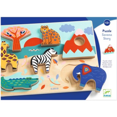 Puzzle bois Savana Story - Puzzle à encastrer - Djeco