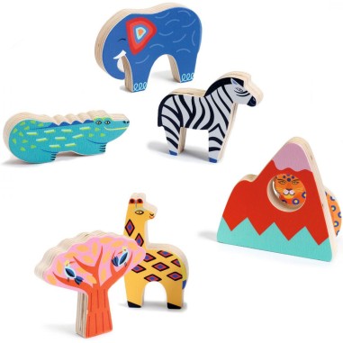 Puzzle bois Savana Story - Puzzle à encastrer - Djeco