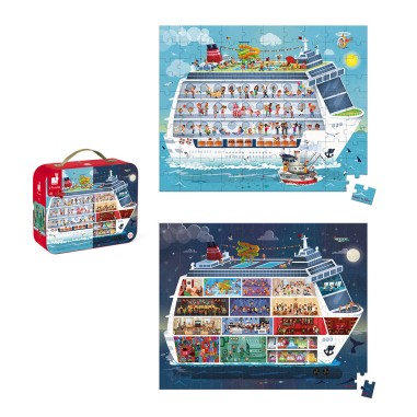2 puzzles bateau de croisière 100 et 200 pièces - Janod