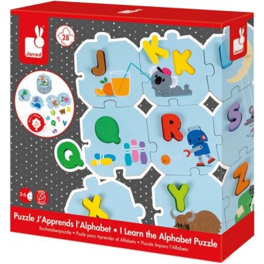 Puzzle J'apprends l'alphabet, Version française - bois et carton - Janod