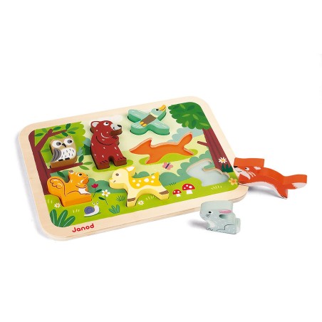 Chunky Puzzle Forêt 7 pièces : Puzzles en bois premier âge - Janod
