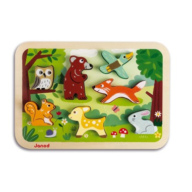 Chunky Puzzle Forêt 7 pièces : Puzzles en bois premier âge - Janod