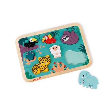 Chunky puzzle Jungle - Puzzle à encastrer en bois - Janod