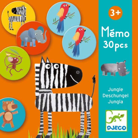 Jeu Mémo Animaux de la Jungle Enfant 30 Pièces - Djeco
