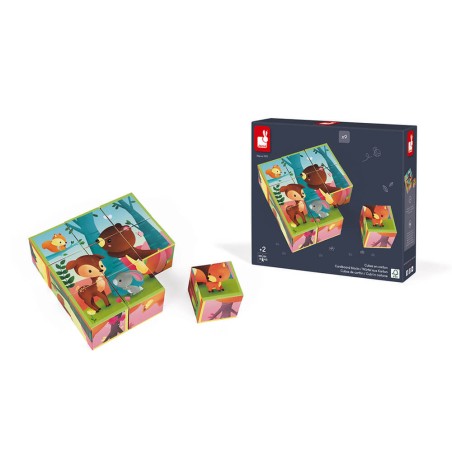 Kubkid - Animaux de la forêt 9 cubes - Un jeu - Janod