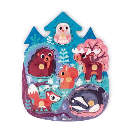 Puzzle Happy Forest 6 pièces : Puzzles en bois premier âge - Janod